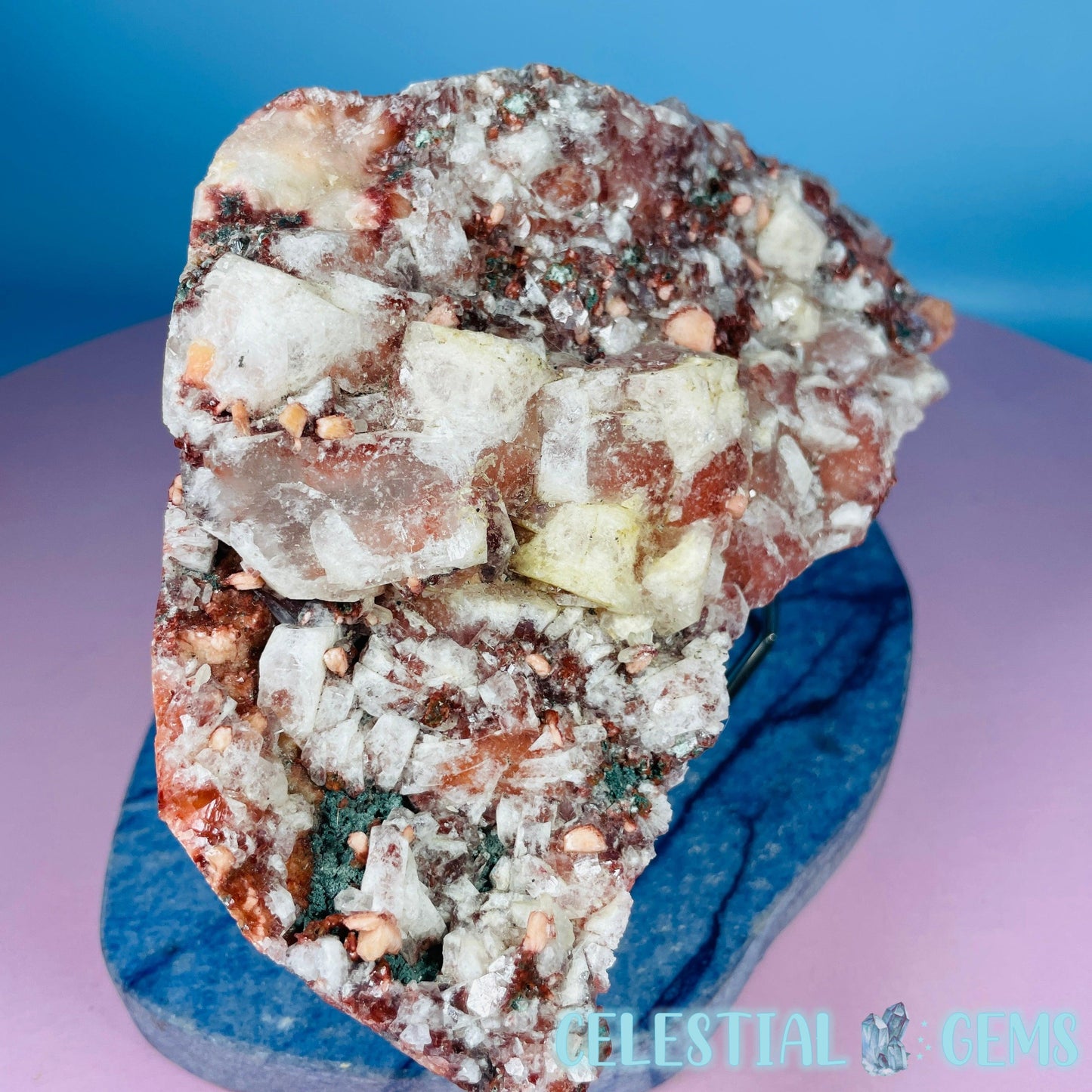 Red Apophyllite + Heulandite + Celadonite Medium Cluster