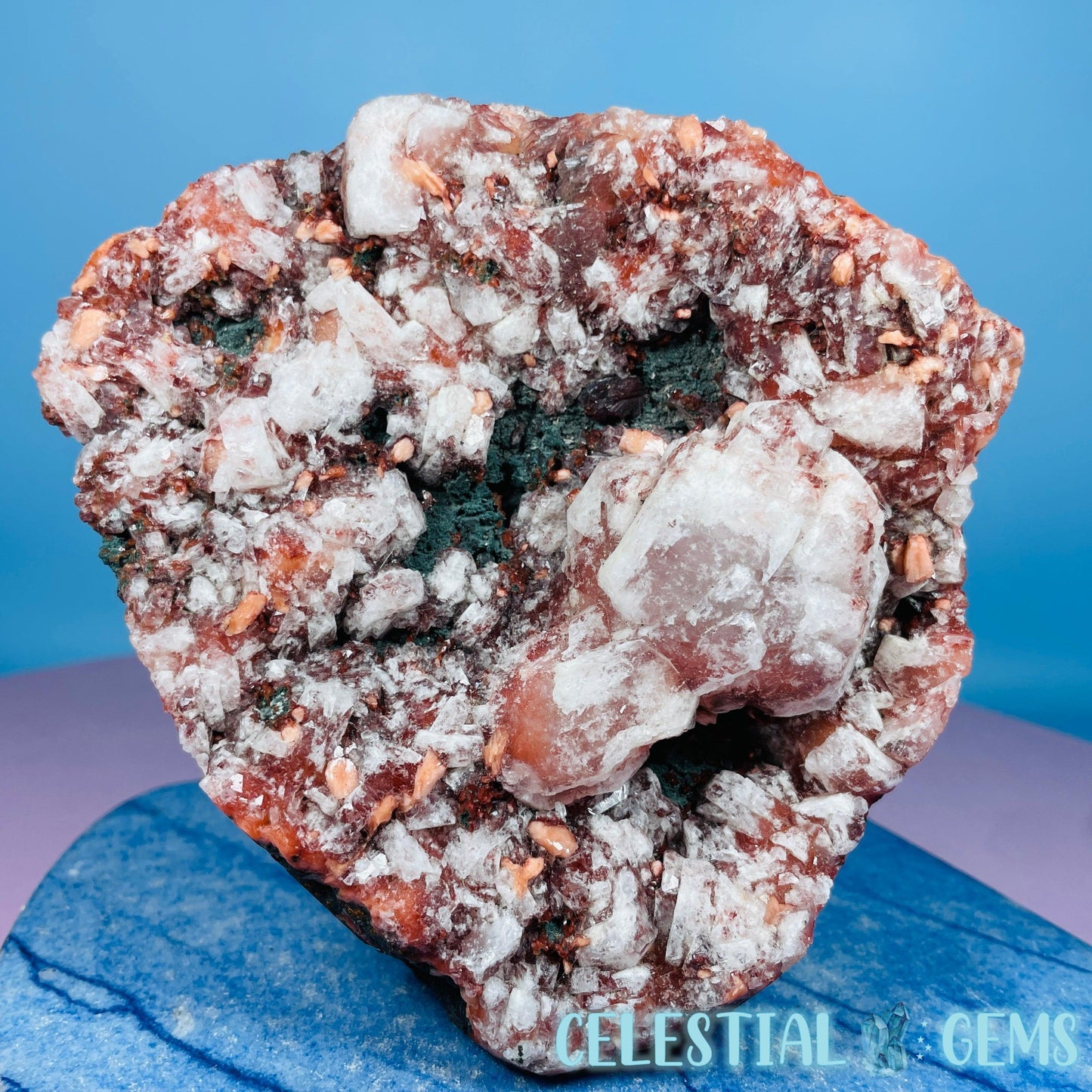 Red Apophyllite + Heulandite + Celadonite Medium Cluster