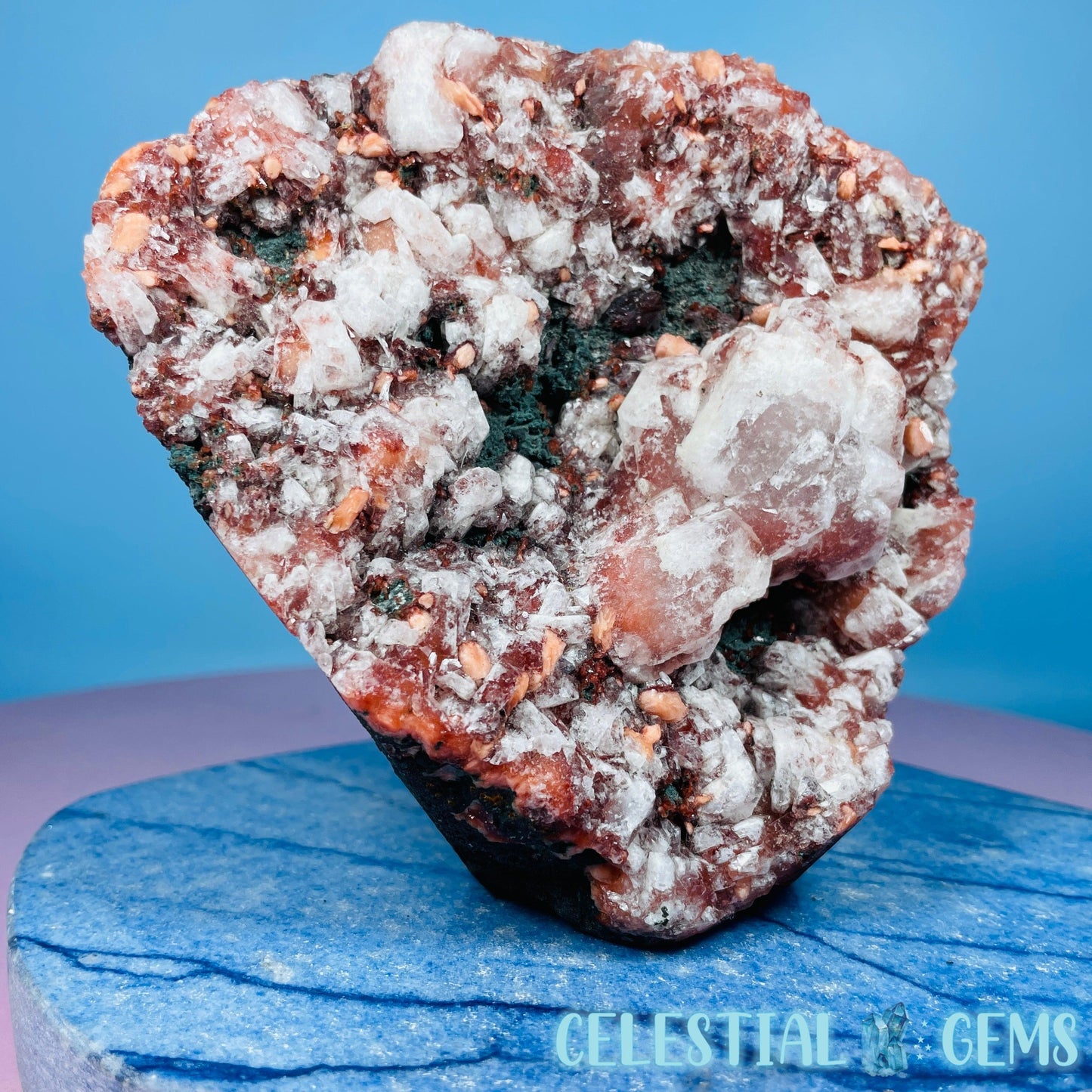 Red Apophyllite + Heulandite + Celadonite Medium Cluster