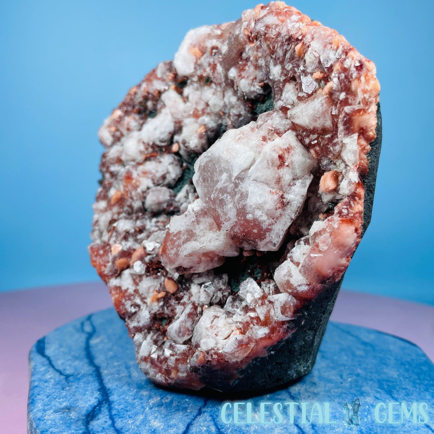 Red Apophyllite + Heulandite + Celadonite Medium Cluster