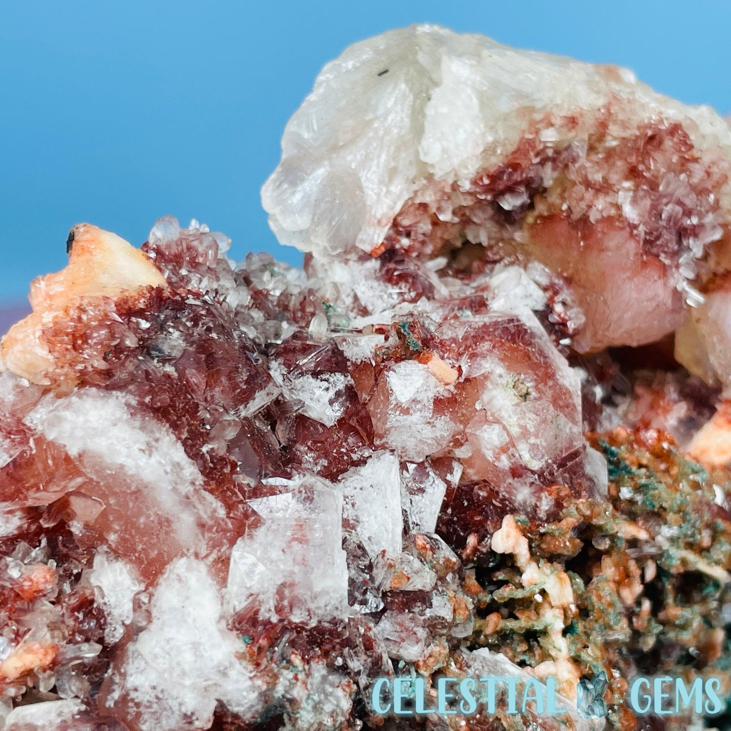 Red Apophyllite + Heulandite + Celadonite Medium Cluster