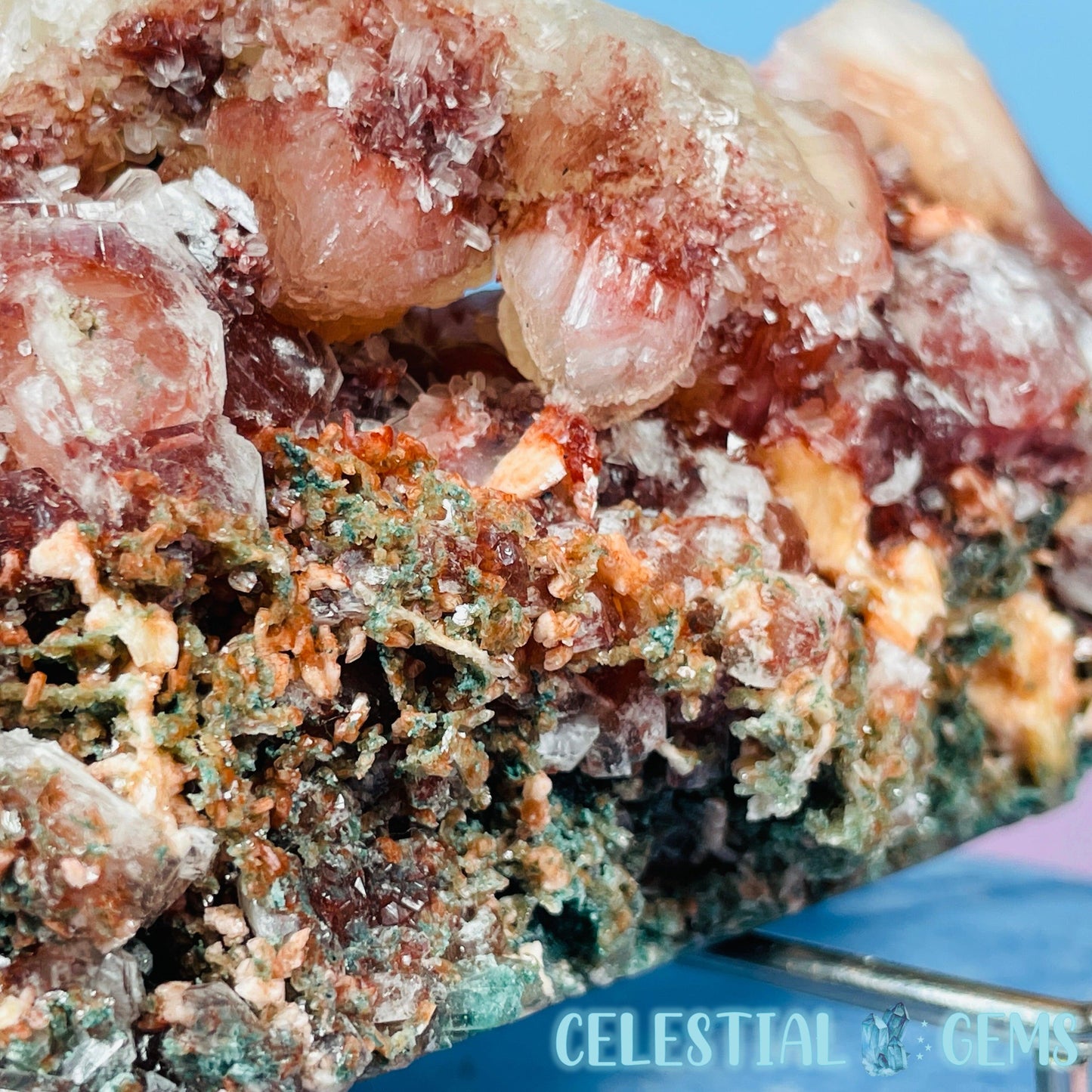 Red Apophyllite + Heulandite + Celadonite Medium Cluster