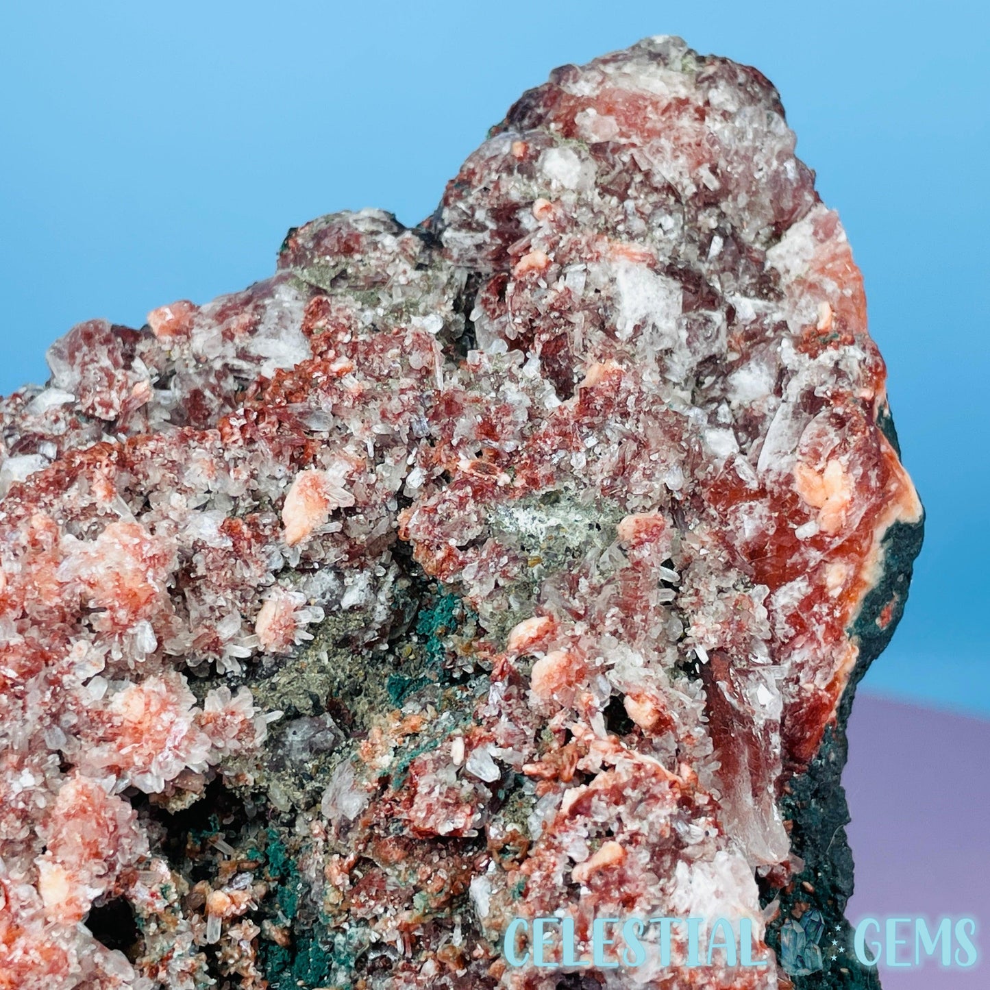 Red Apophyllite + Heulandite + Celadonite Medium Cluster