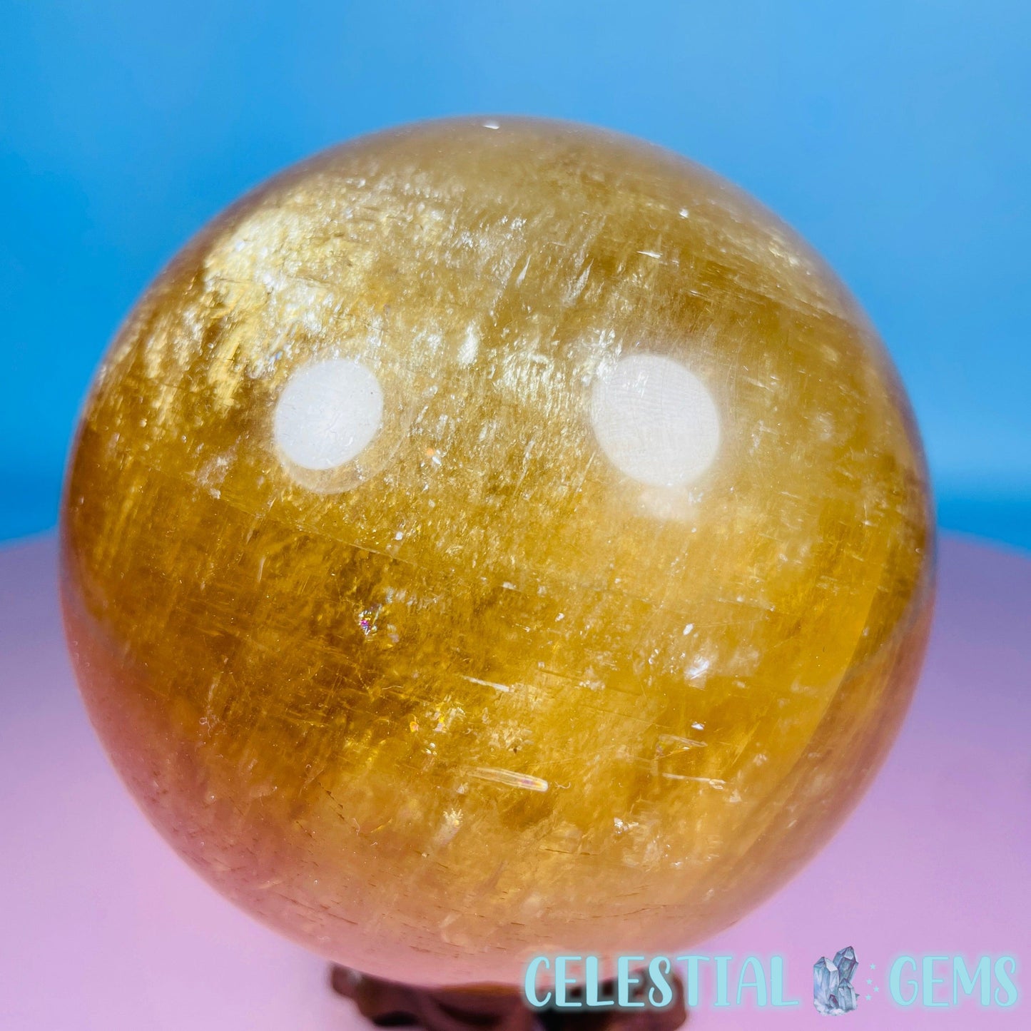 Optical Honey Calcite XL Sphere 1.09kg (Video)