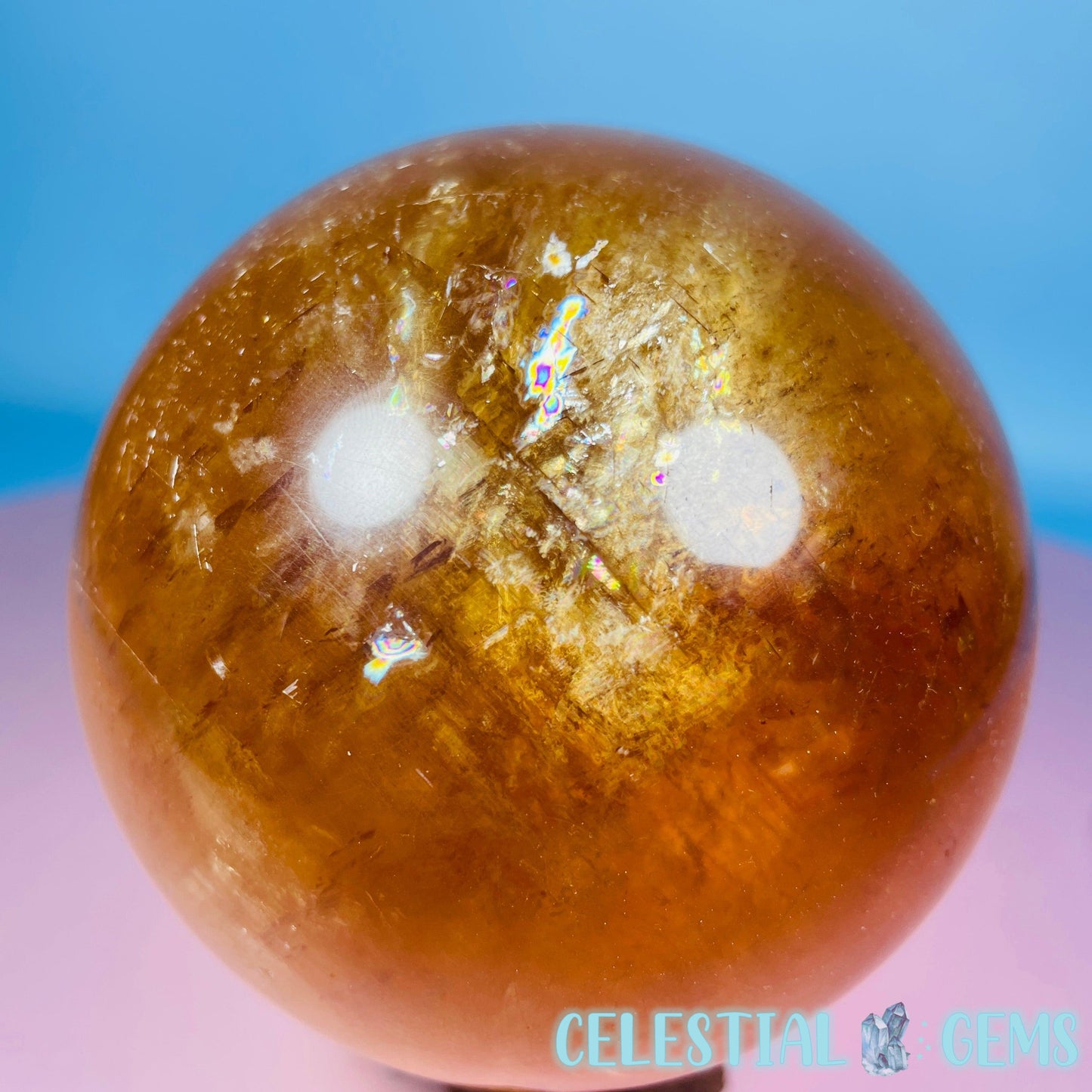 Optical Honey Calcite XL Sphere 1.09kg (Video)