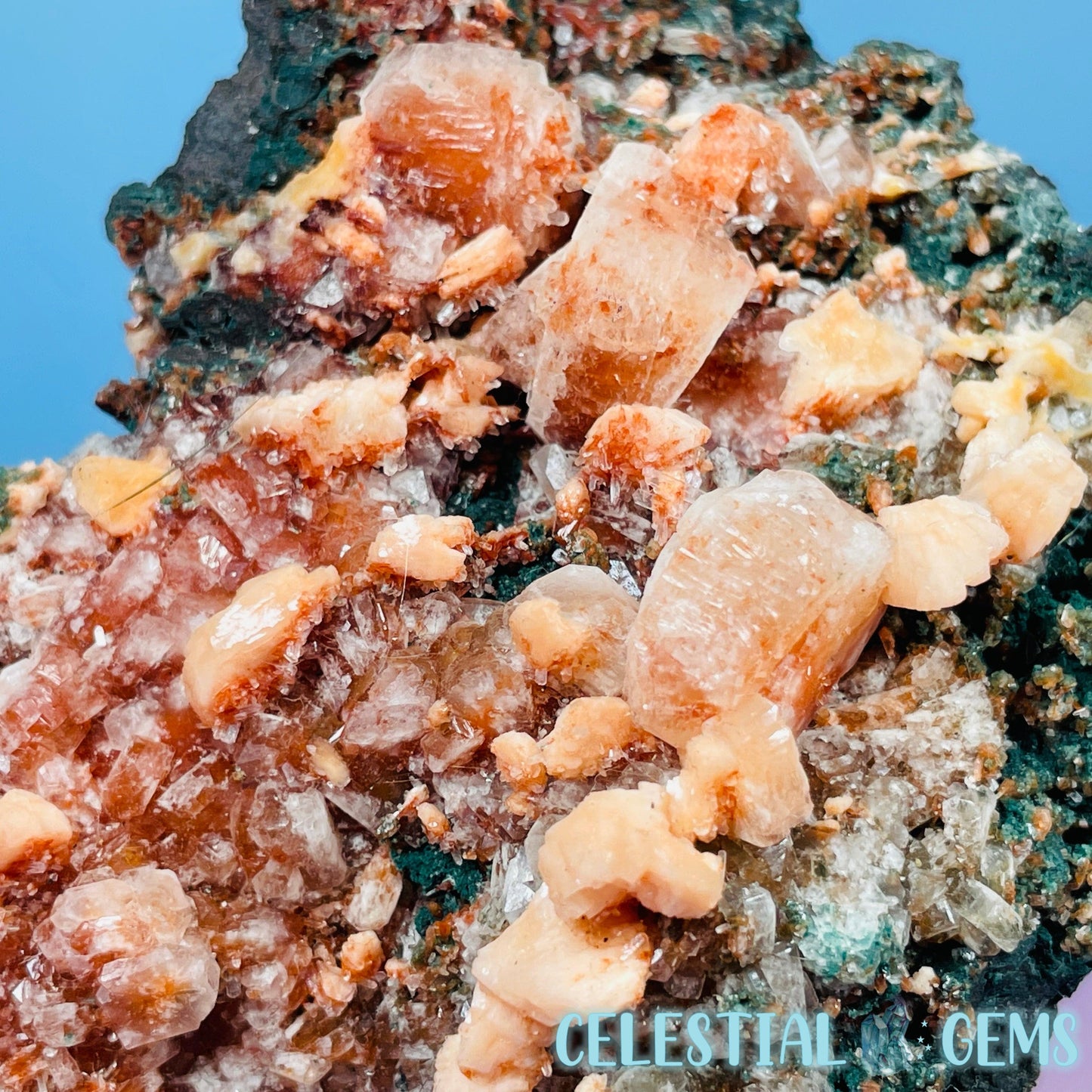 Red Apophyllite + Heulandite + Celadonite Medium Cluster