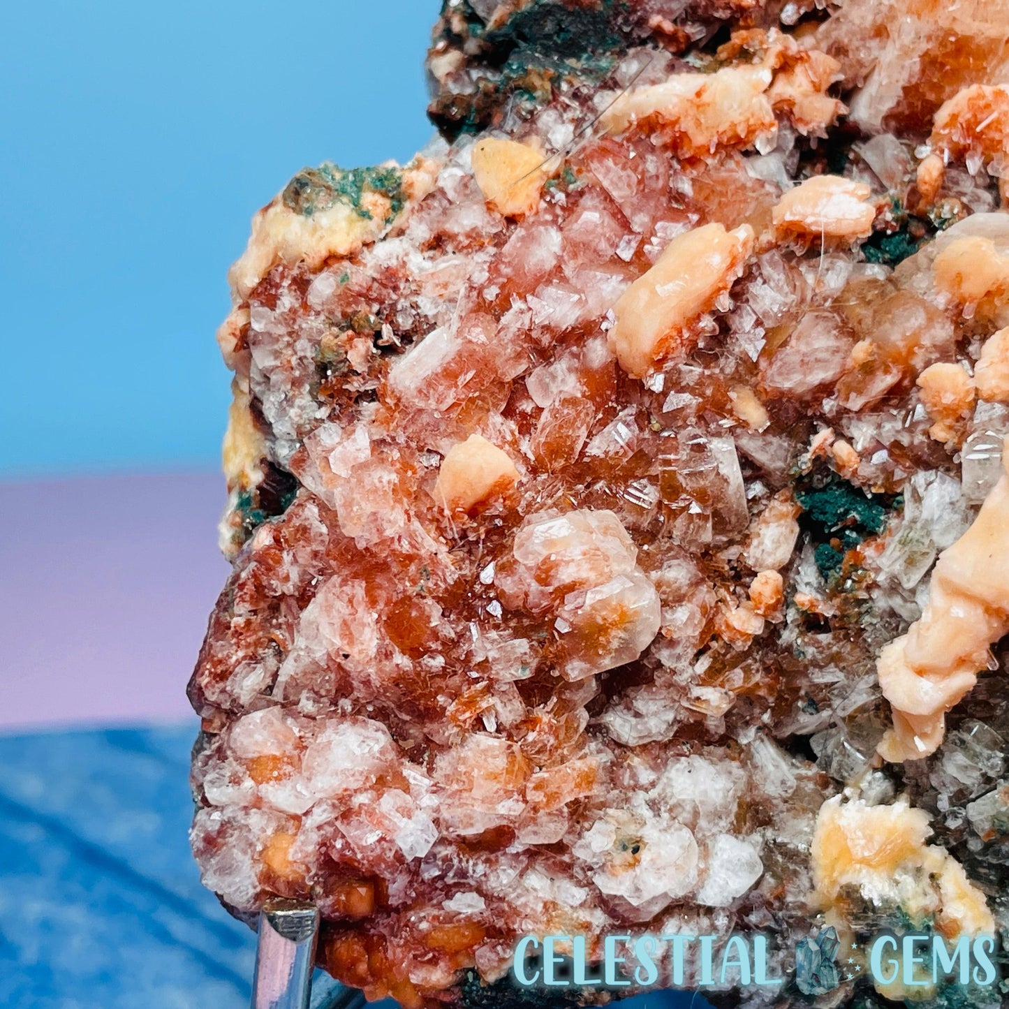 Red Apophyllite + Heulandite + Celadonite Medium Cluster