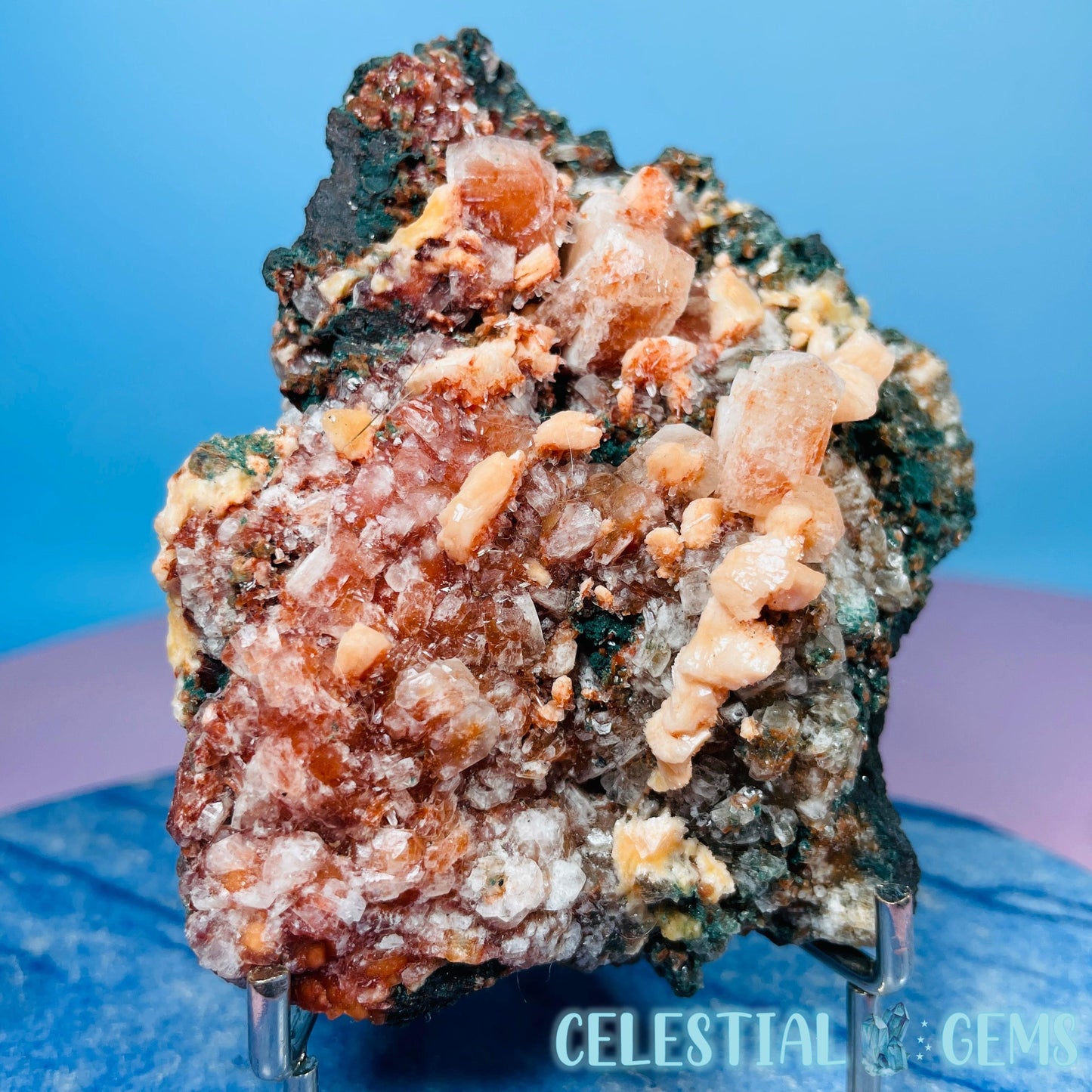 Red Apophyllite + Heulandite + Celadonite Medium Cluster