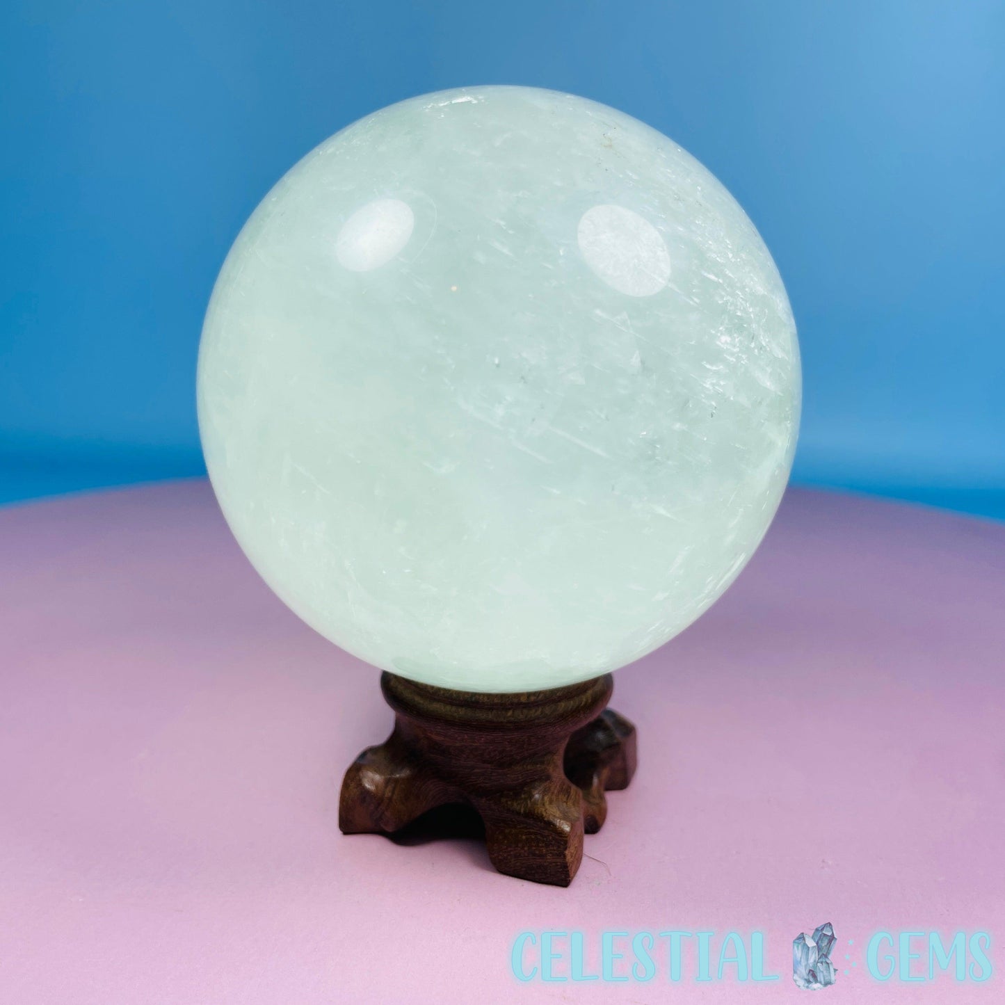 Rare Optical Green Calcite Large Sphere