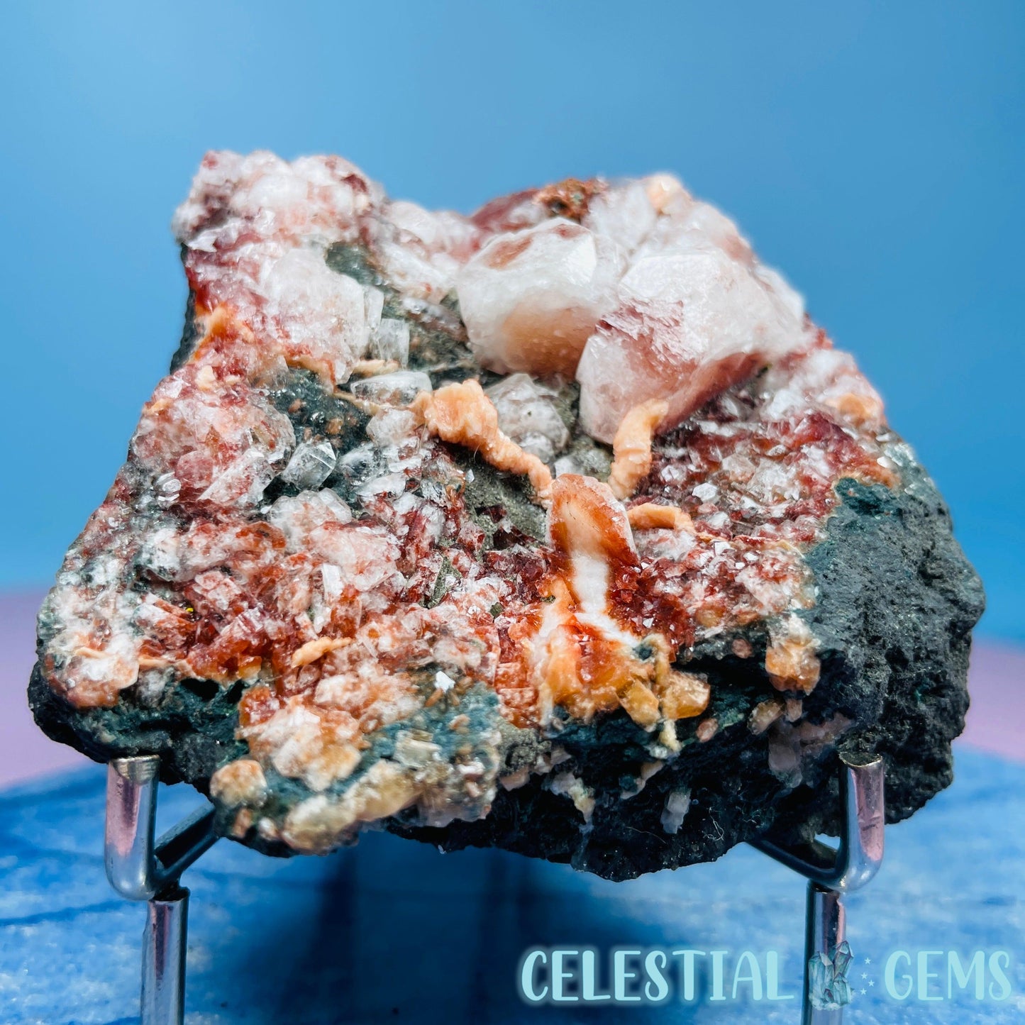 Red Apophyllite + Heulandite + Celadonite Medium Cluster