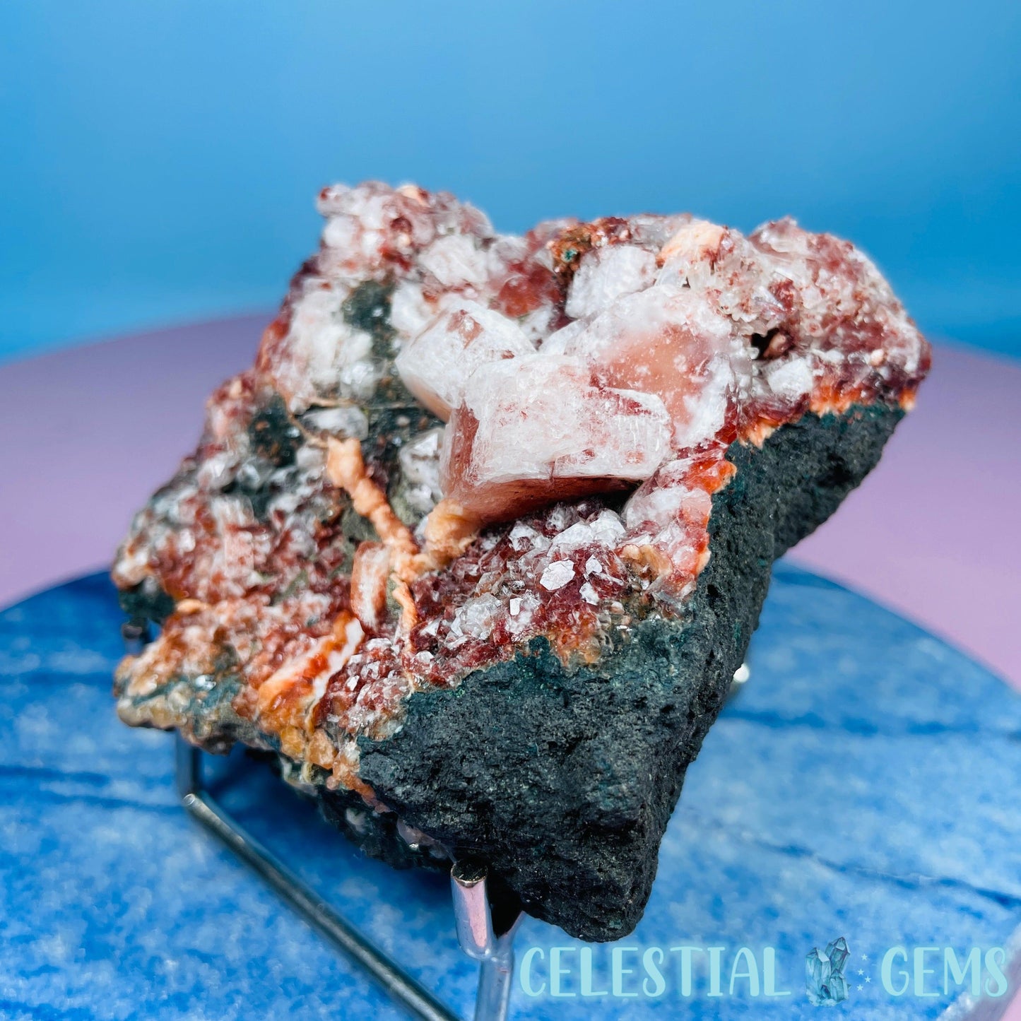 Red Apophyllite + Heulandite + Celadonite Medium Cluster