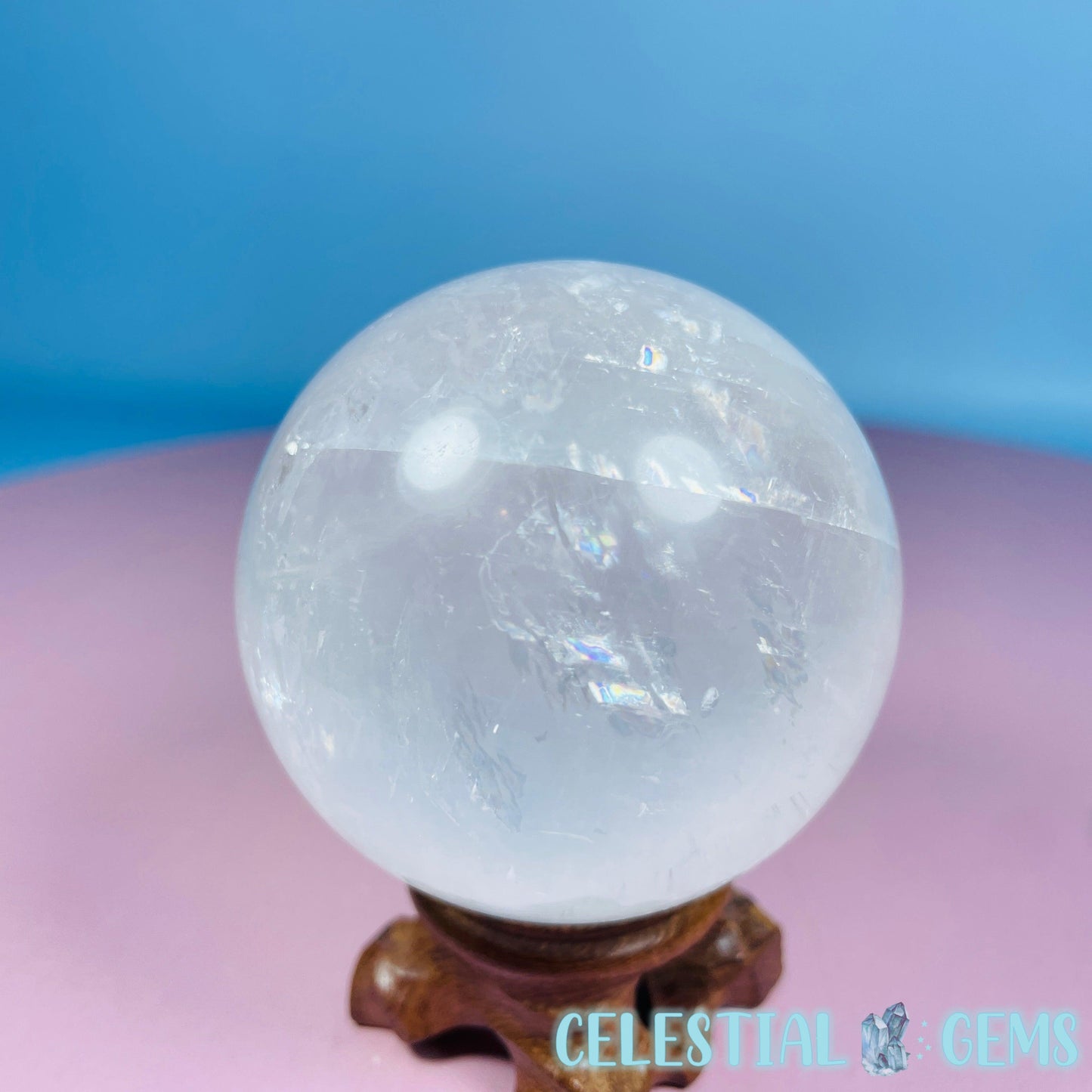 Optical White Calcite Medium Sphere (Video)