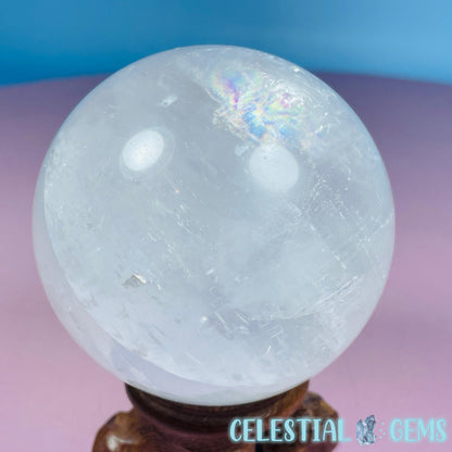 Optical White Calcite Medium Sphere (Video)