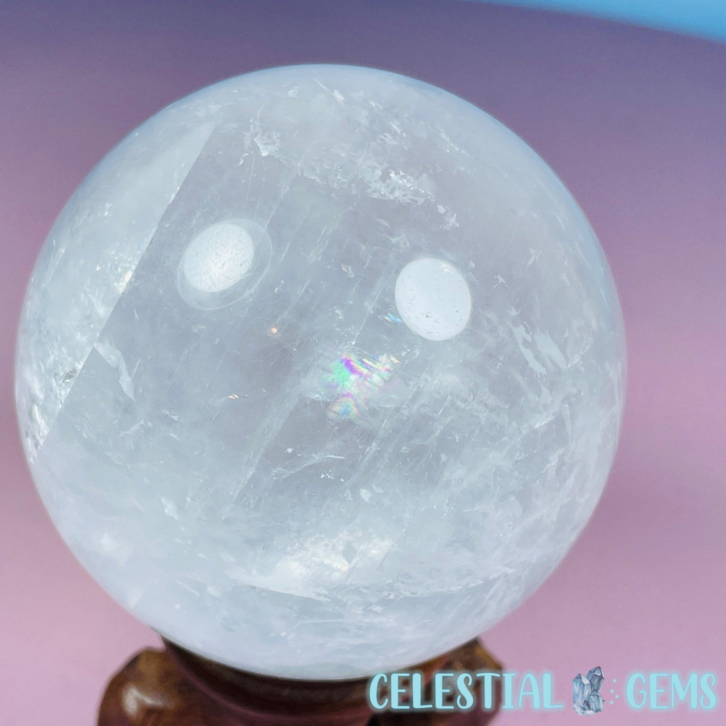 Optical White Calcite Medium Sphere (Video)