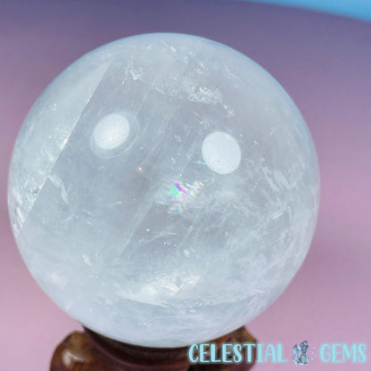 Optical White Calcite Medium Sphere (Video)