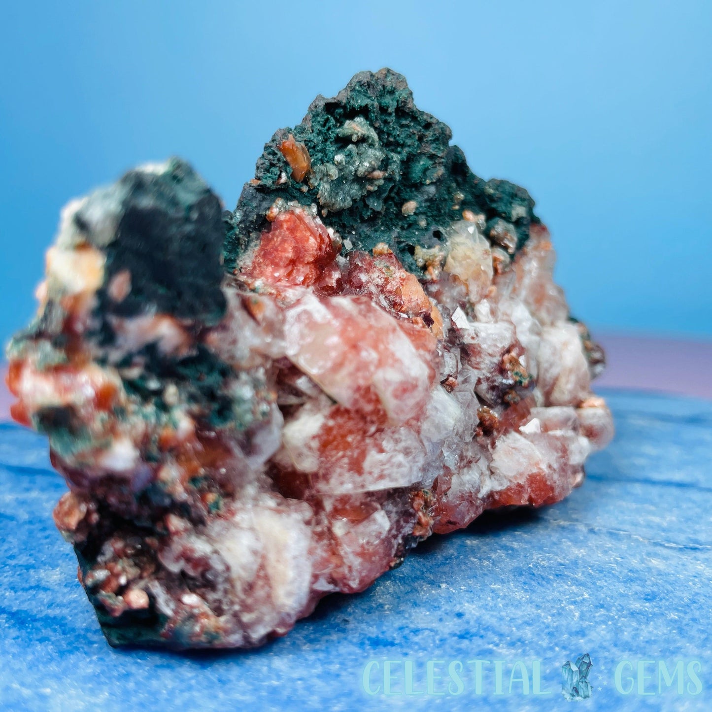 Red Apophyllite + Heulandite + Celadonite Small Cluster