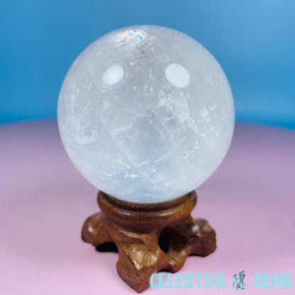 Optical White Calcite Medium Sphere (Video)