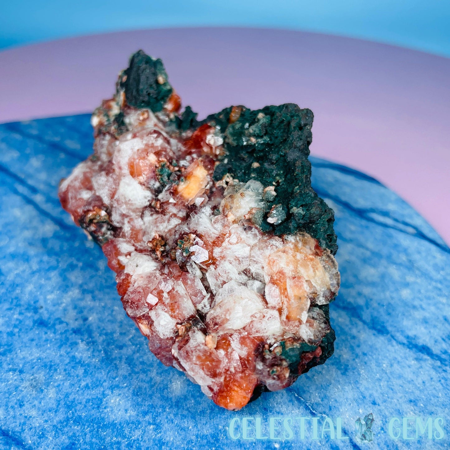 Red Apophyllite + Heulandite + Celadonite Small Cluster