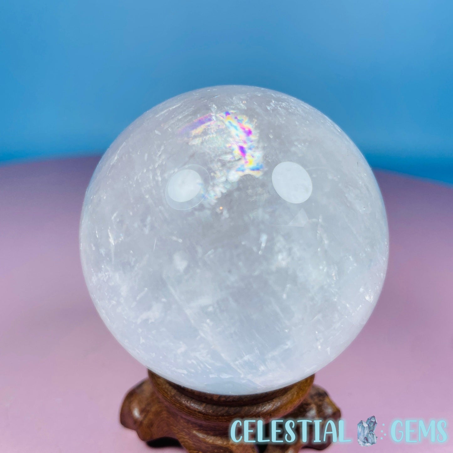 Optical White Calcite Medium Sphere (Video)