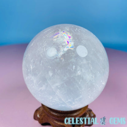 Optical White Calcite Medium Sphere (Video)