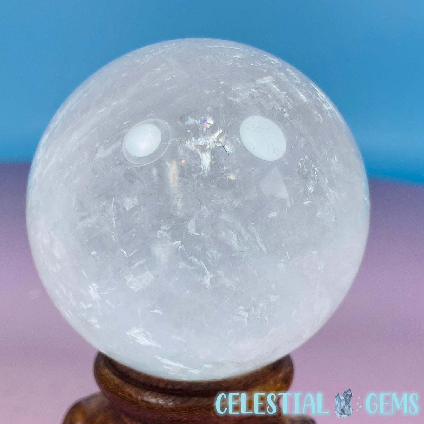 Optical White Calcite Medium Sphere (Video)