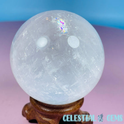 Optical White Calcite Medium Sphere (Video)