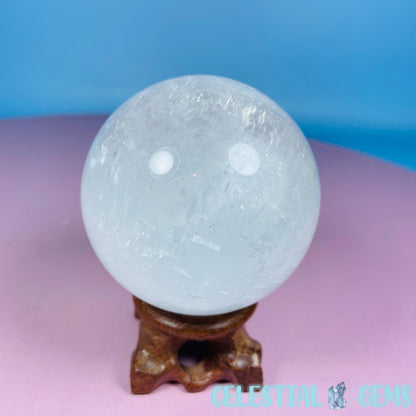 Optical White Calcite Medium Sphere (Video)