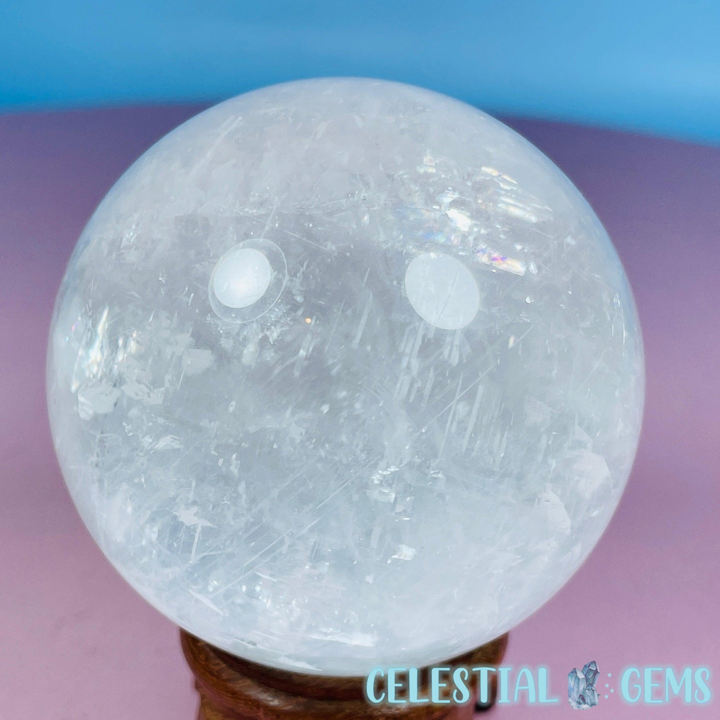 Optical White Calcite Medium Sphere (Video)