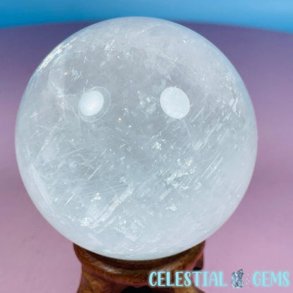 Optical White Calcite Medium Sphere (Video)