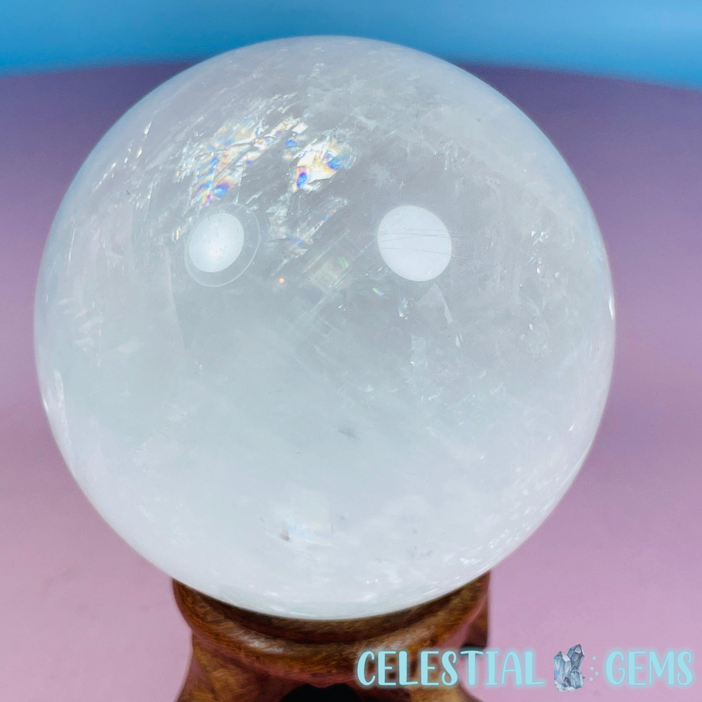 Optical White Calcite Medium Sphere (Video)