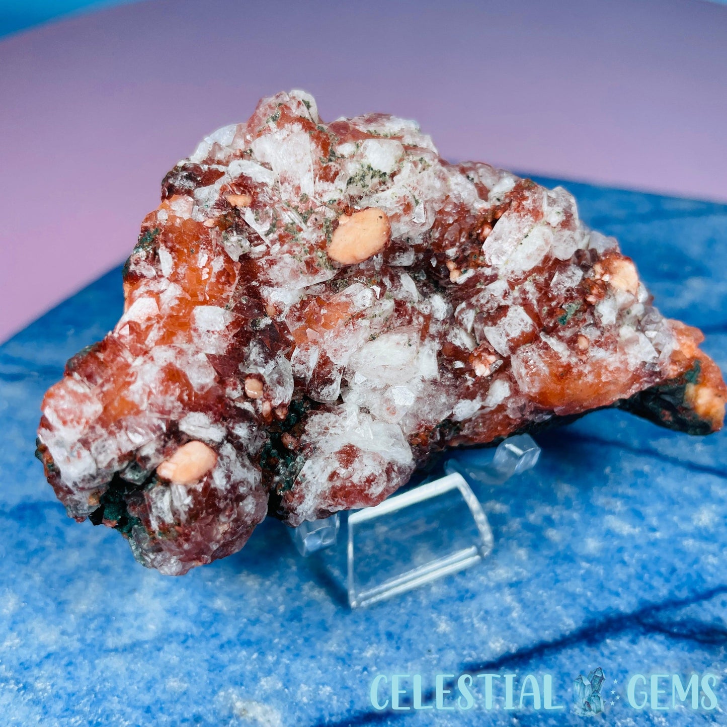 Red Apophyllite + Heulandite + Celadonite Small Cluster