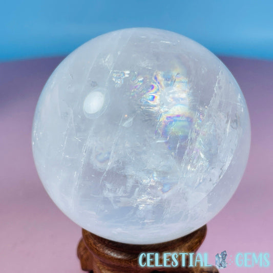 Optical White Calcite Medium Sphere (Video)