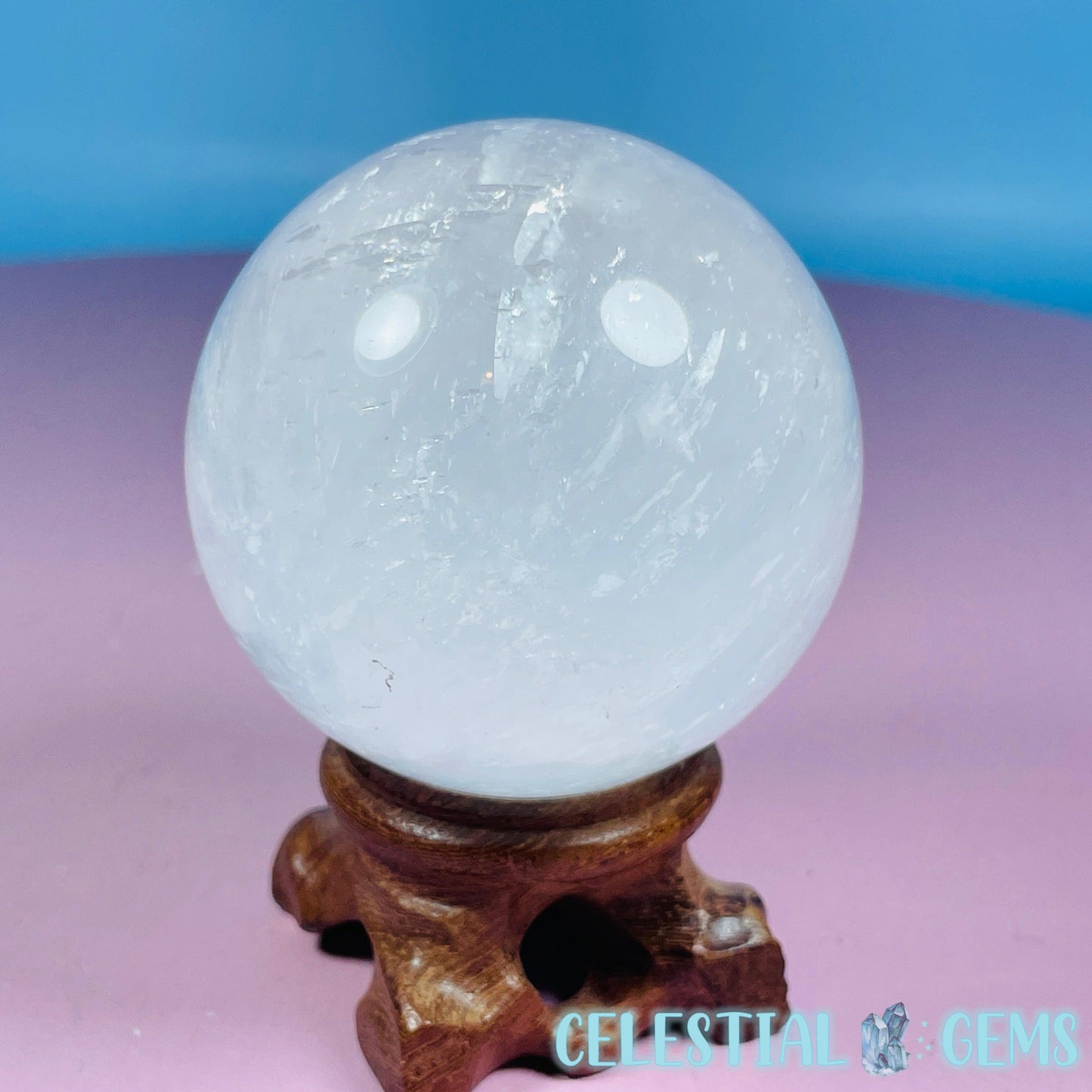 Optical White Calcite Medium Sphere (Video)