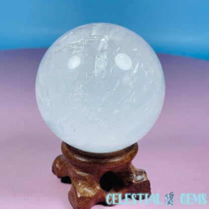 Optical White Calcite Medium Sphere (Video)