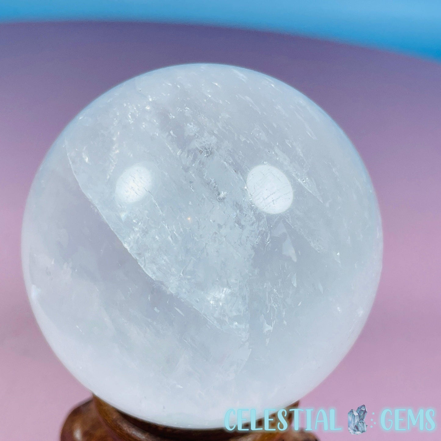 Optical White Calcite Medium Sphere (Video)