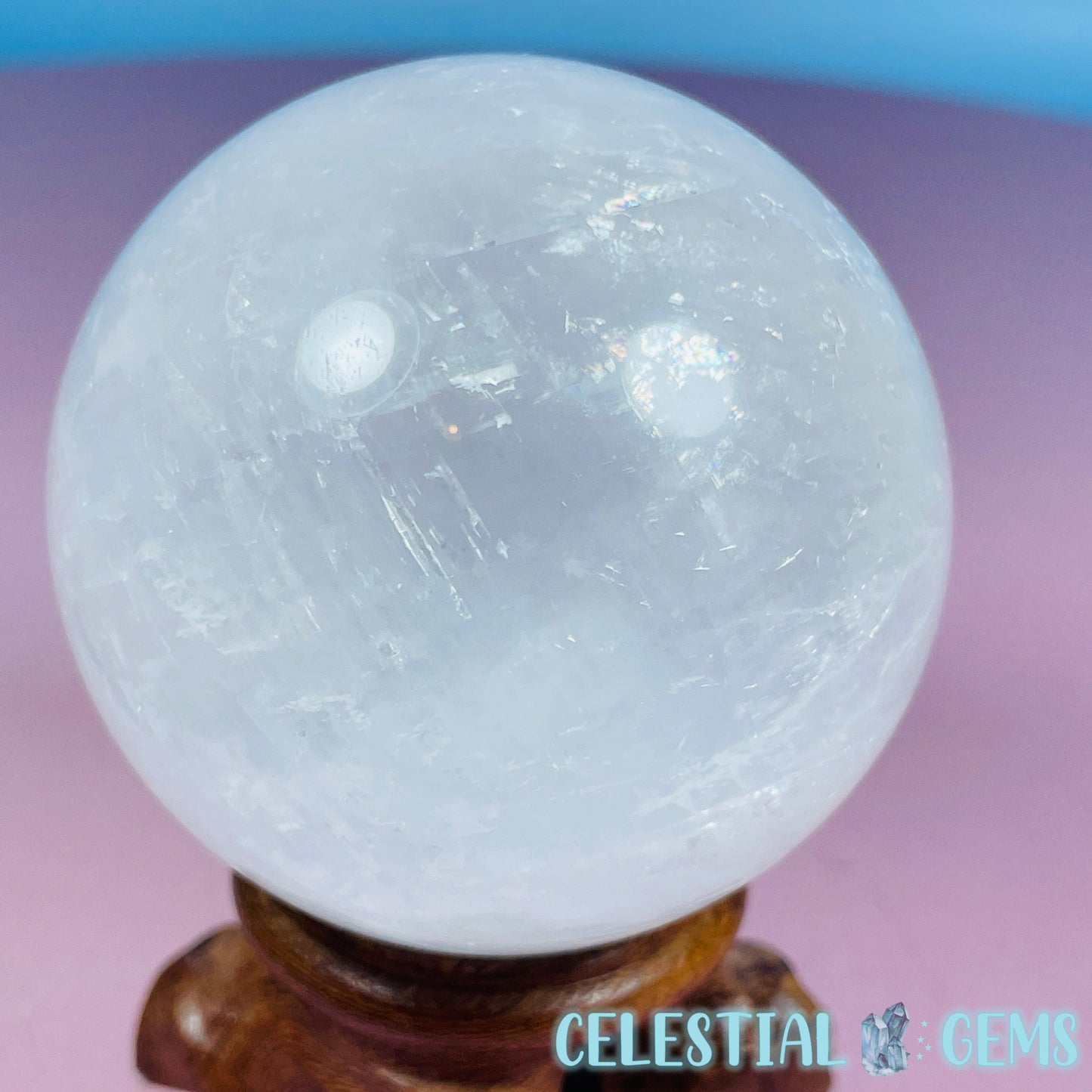 Optical White Calcite Medium Sphere (Video)