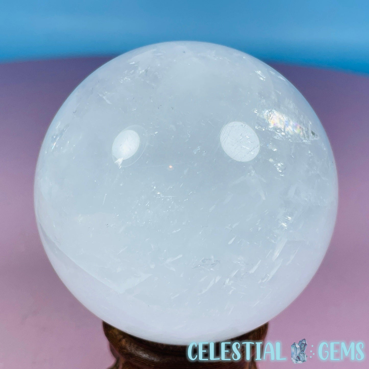 Optical White Calcite Medium Sphere (Video)