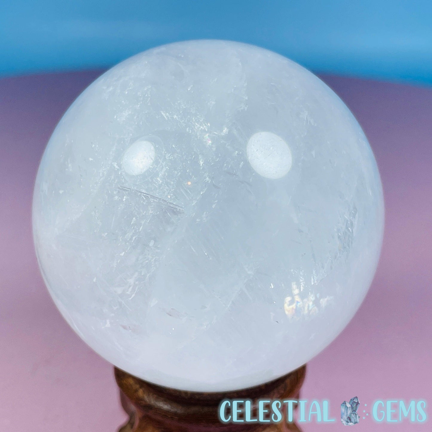 Optical White Calcite Medium Sphere (Video)