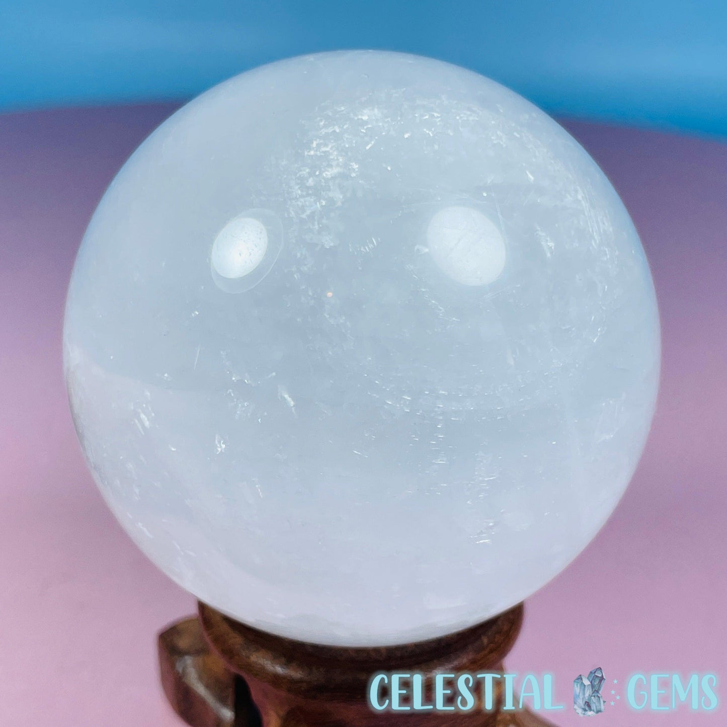 Optical White Calcite Medium Sphere (Video)