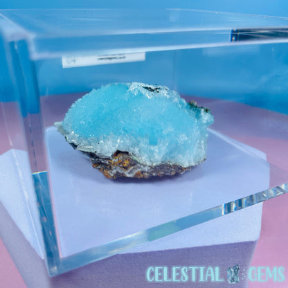 Crystalline Blue Aragonite Small Cluster Specimen in Box