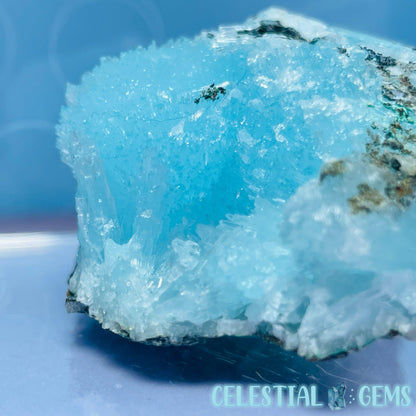 Crystalline Blue Aragonite Small Cluster Specimen in Box