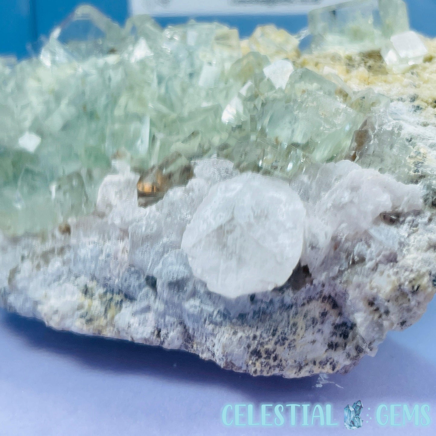 Green Cubic Fluorite + Calcite Medium Cluster Specimen in Box