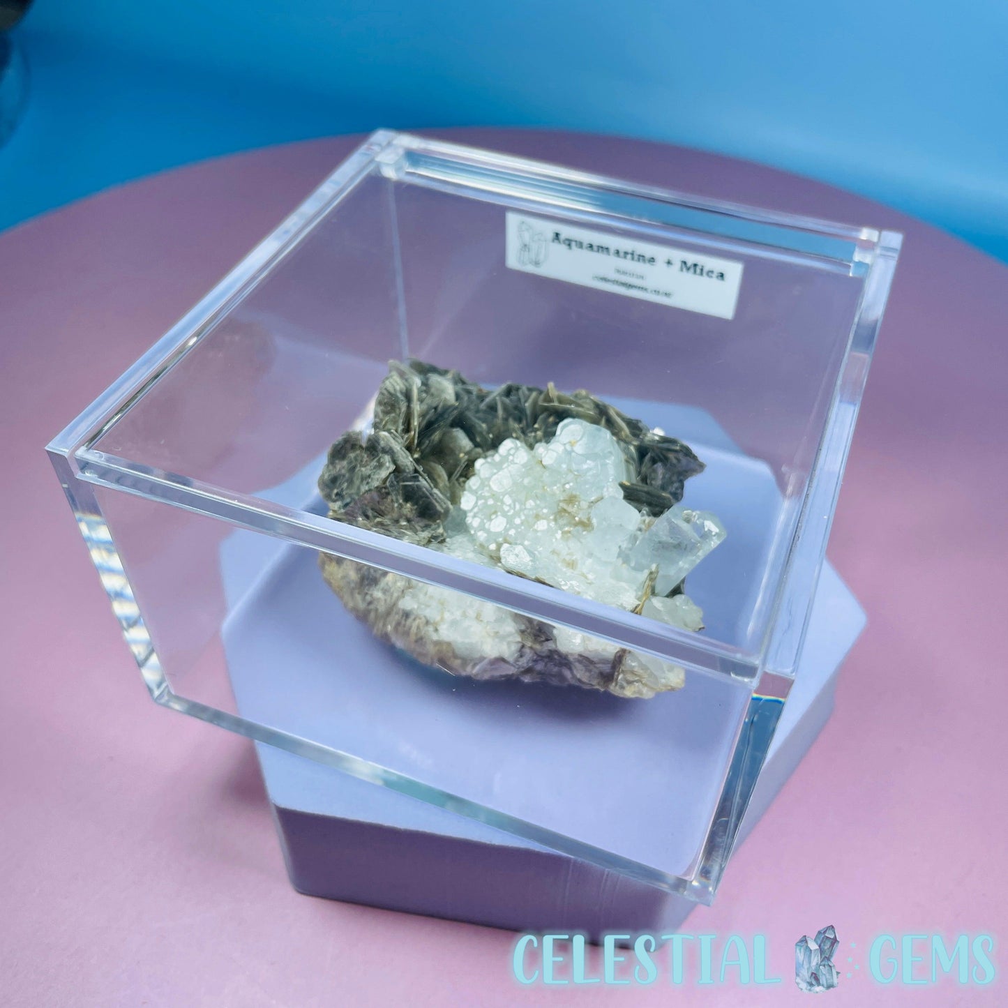 Aquamarine + Muscovite Mica Medium Cluster Specimen in Box