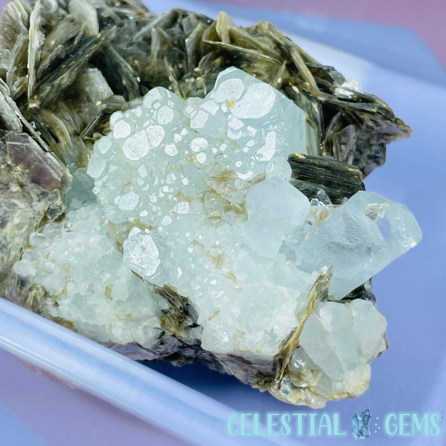 Aquamarine + Muscovite Mica Medium Cluster Specimen in Box