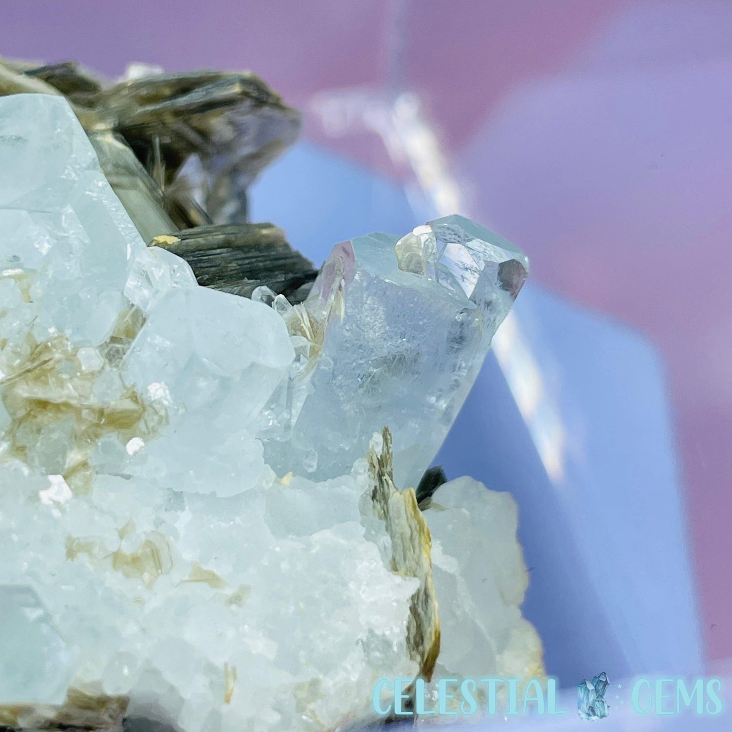 Aquamarine + Muscovite Mica Medium Cluster Specimen in Box