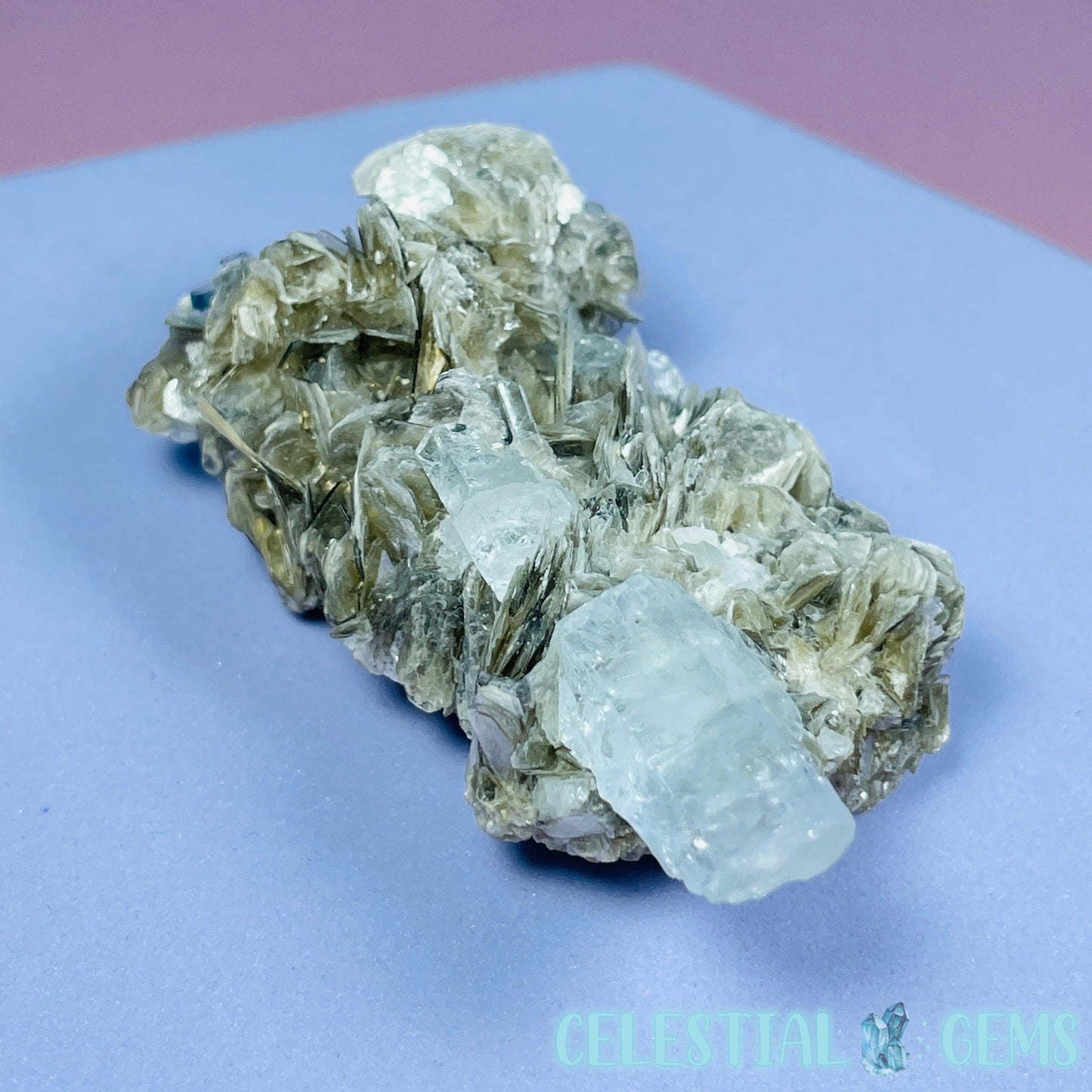 Aquamarine + Muscovite Mica Small Cluster Specimen