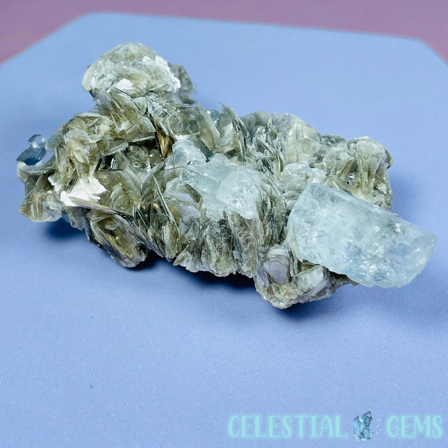 Aquamarine + Muscovite Mica Small Cluster Specimen