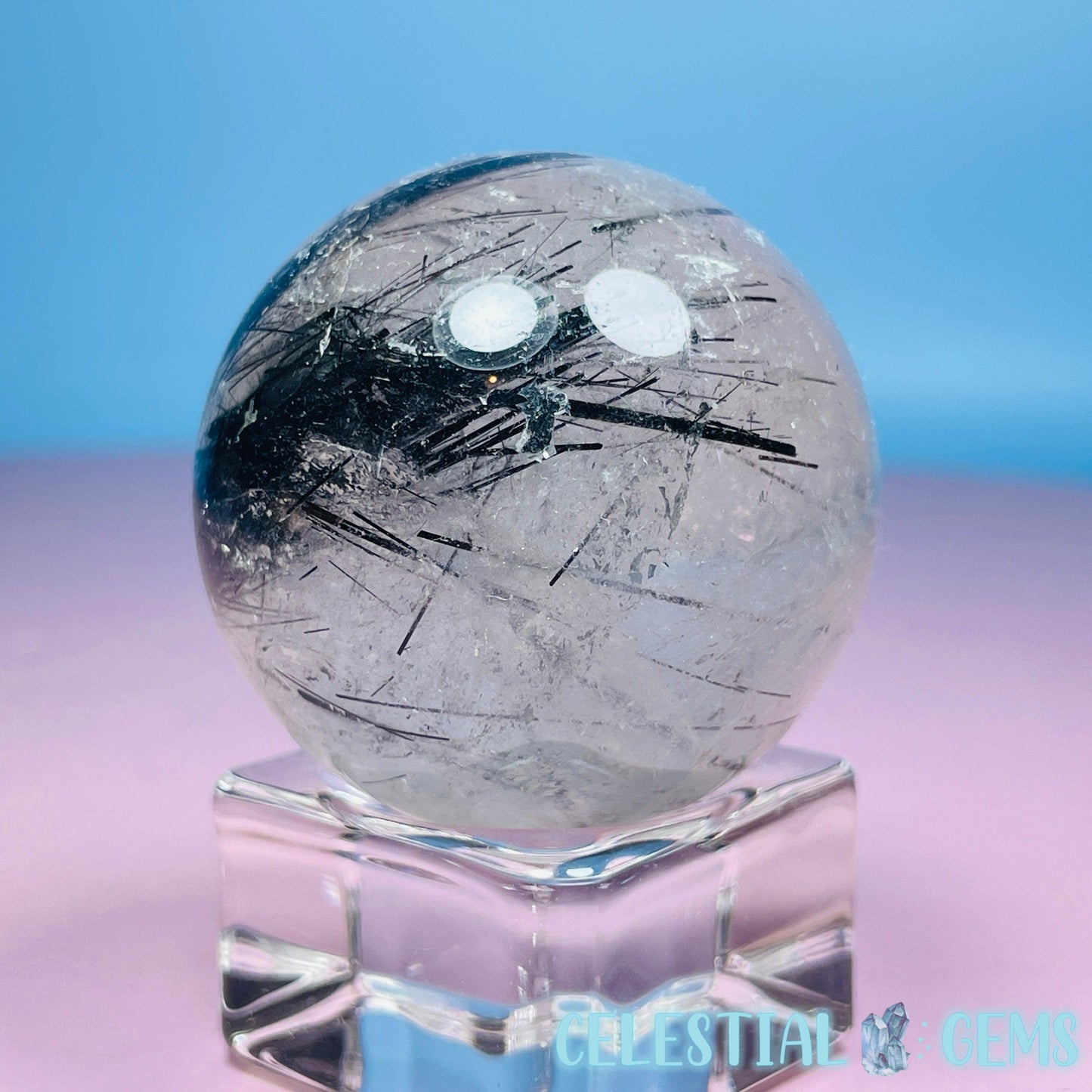 Black Tourmaline in Clear Quartz Medium Sphere