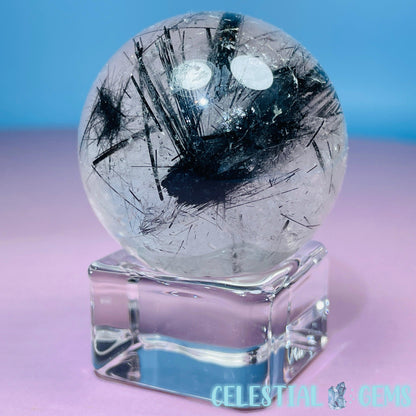 Black Tourmaline in Clear Quartz Medium Sphere