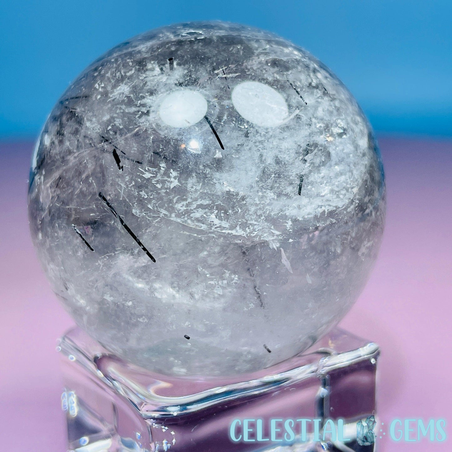 Black Tourmaline in Clear Quartz Medium Sphere